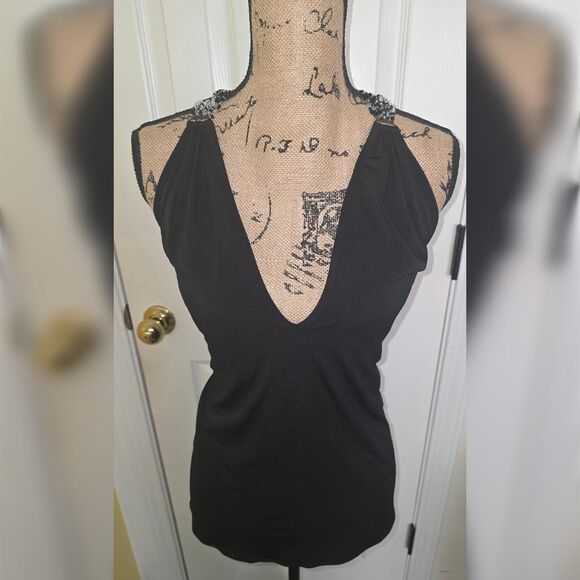 Vintage Y2K HOT SAUCE STYLE Deep V Halter Top - One Size - Picture 1 of 4